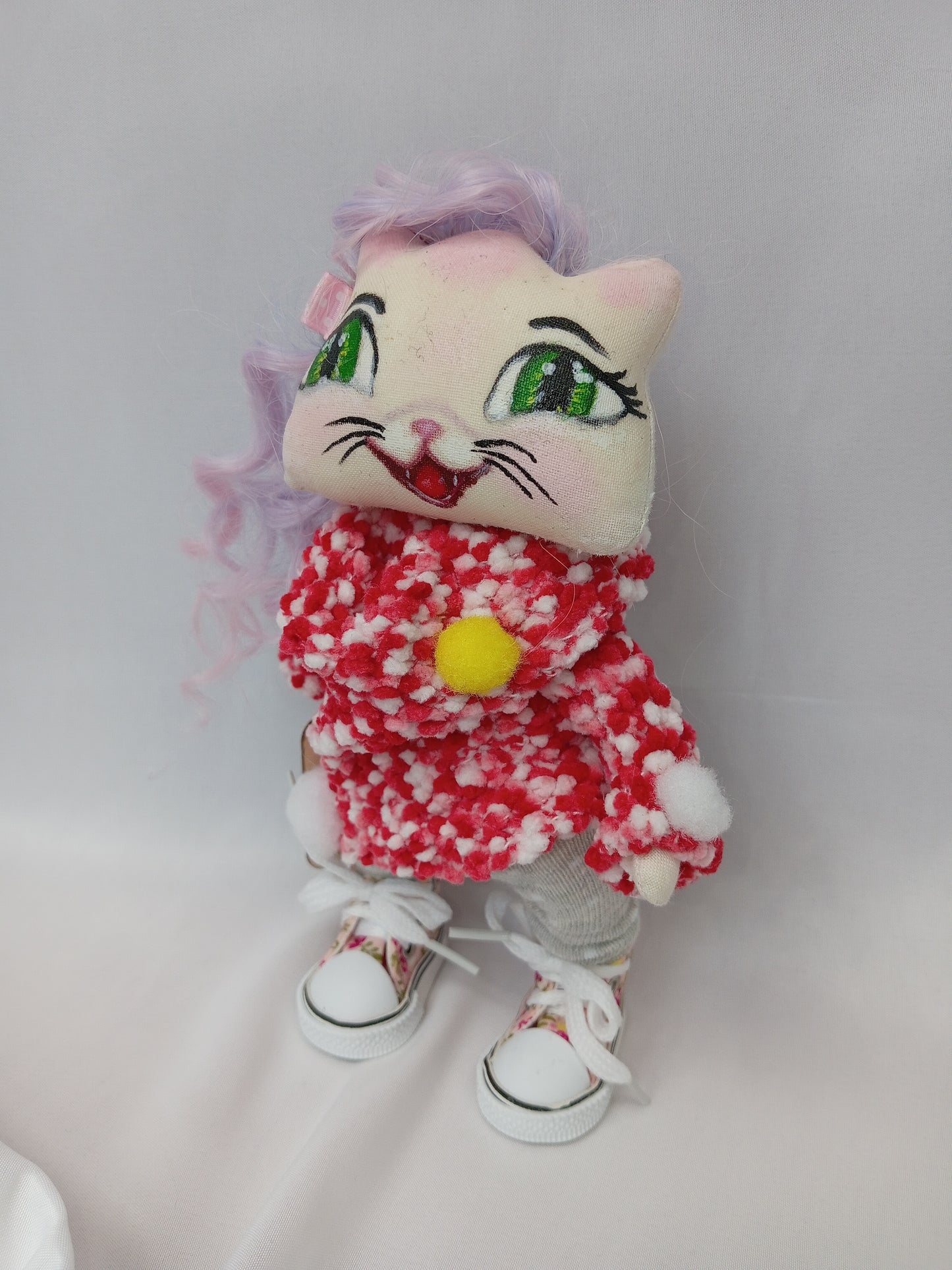 Hand-painted cat doll