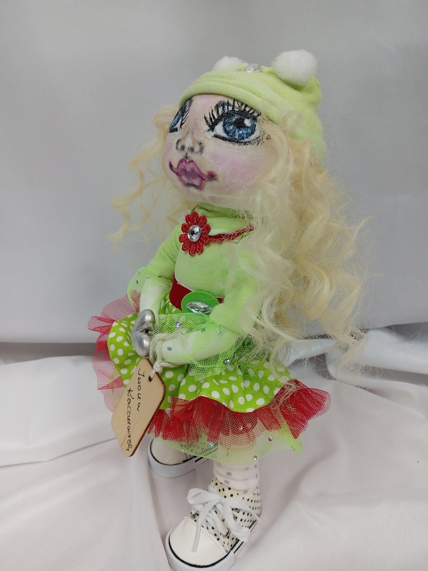 A doll with a hand-painted face