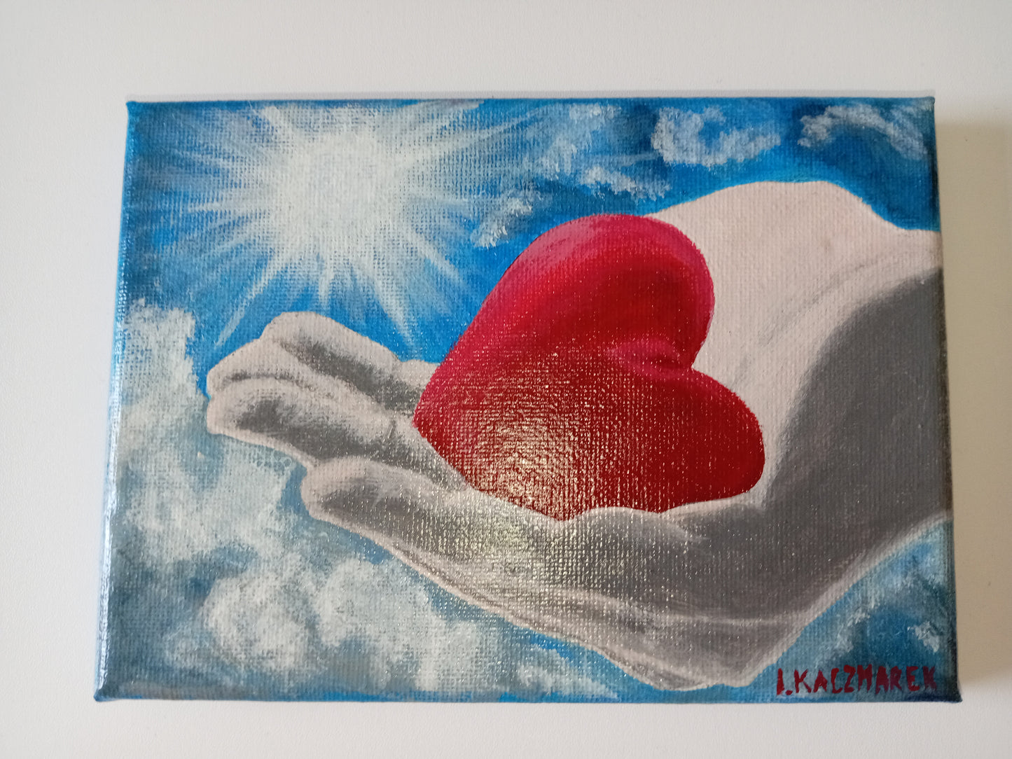 Heart on hand, wall painting