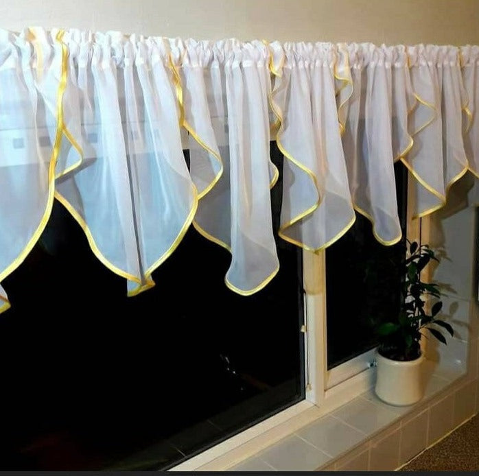 Curtain with yellow trim